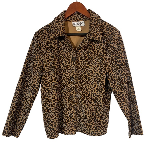 Vintage Briggs Leopard Print Button Up Blazer Blouse Jacket Women’s Small - Picture 1 of 7